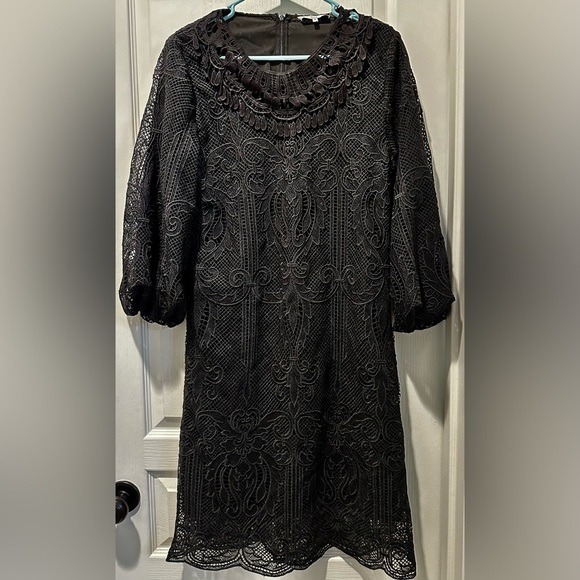 Kobi Halperin 3/4 Sleeves Kandace Black Lace Shift Dress - Picture 2 of 10